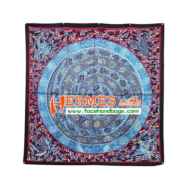 Hermes 100% Silk Square Scarf Royal Blue HESISS 90 x 90 - Click Image to Close